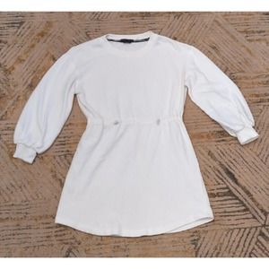 Alice + Olivia Heeda Dropped Shoulder French Terry White Toggle Dress Small